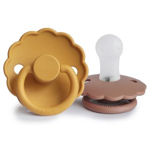 FRIGG Daisy Pacifiers - Silicone 2-Pack - Honey Gold/Rose Gold - Size 1